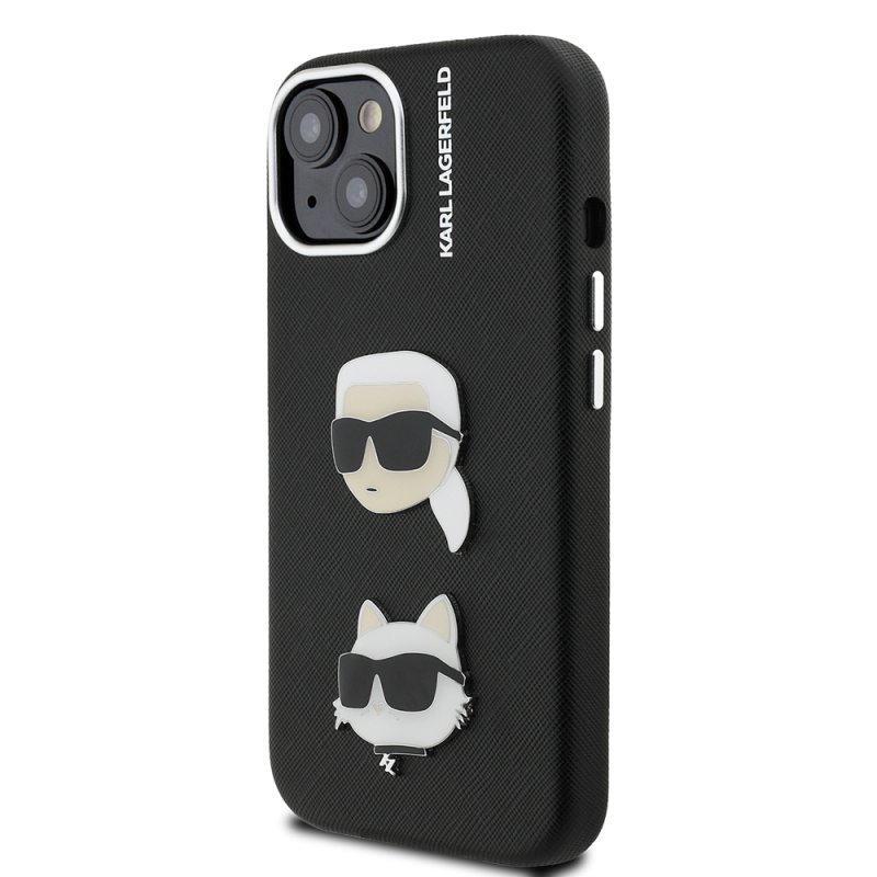 Apple iPhone 15 Kılıf Karl Lagerfeld Orjinal Lisanslı K&C Heads Pin Kapak - 3