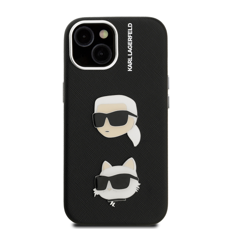 Apple iPhone 15 Kılıf Karl Lagerfeld Orjinal Lisanslı K&C Heads Pin Kapak - 4