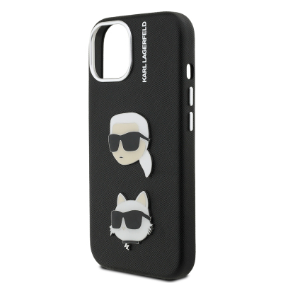 Apple iPhone 15 Kılıf Karl Lagerfeld Orjinal Lisanslı K&C Heads Pin Kapak - 7