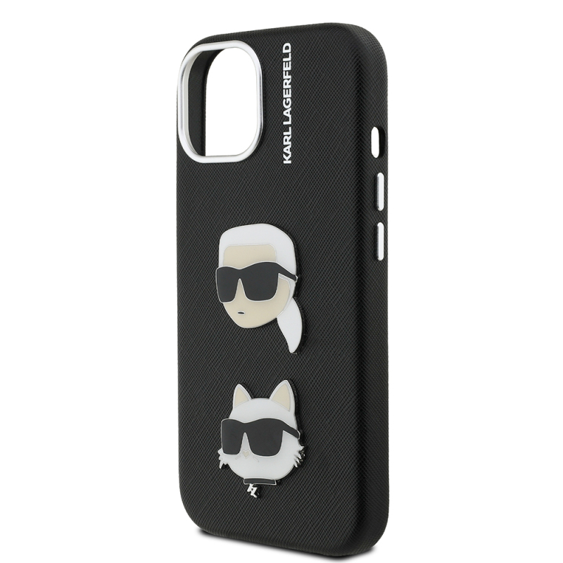 Apple iPhone 15 Kılıf Karl Lagerfeld Orjinal Lisanslı K&C Heads Pin Kapak - 7