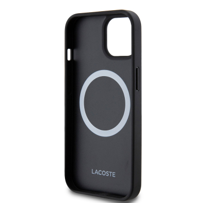 Apple iPhone 15 Kılıf Lacoste Orjinal Lisanslı PU Pike Desenli Arka Yüzey İkonik Timsah Dokuma Logolu Kapak + Type-C Kablo 1.5m - 7