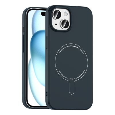 Apple iPhone 15 Kılıf M-Safe Şarj Özellikli Kamera Korumalı Zore Elio Sert PC Kapak - 1
