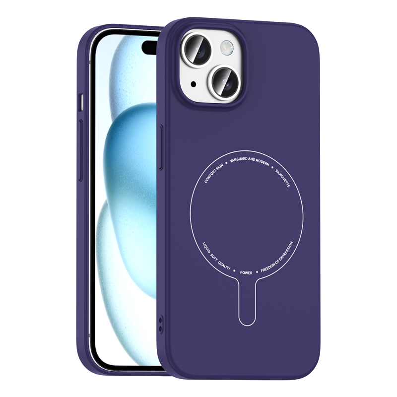 Apple iPhone 15 Kılıf M-Safe Şarj Özellikli Kamera Korumalı Zore Elio Sert PC Kapak - 6