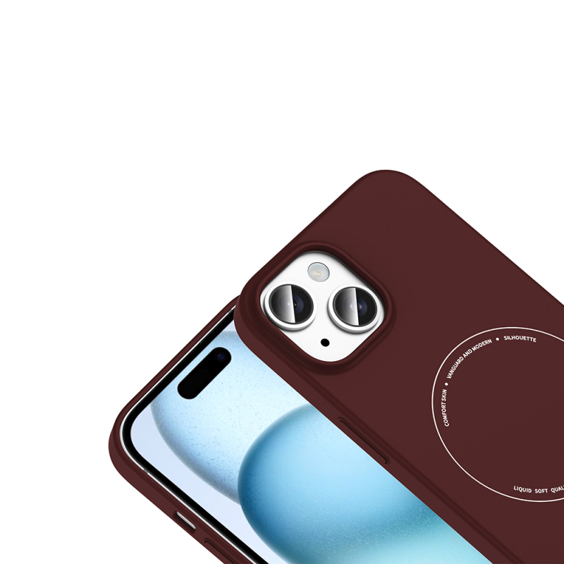 Apple iPhone 15 Kılıf M-Safe Şarj Özellikli Kamera Korumalı Zore Elio Sert PC Kapak - 23