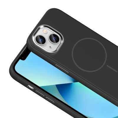 Apple iPhone 15 Kılıf M-Safe Şarj Özellikli Metal Kamera Çerçeveli Zore Edi Silikon Kapak - 23