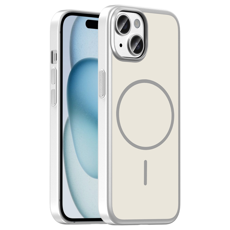 Apple iPhone 15 Kılıf M-Safe Şarj Özellikli Zore Lora PC Kapak - 7