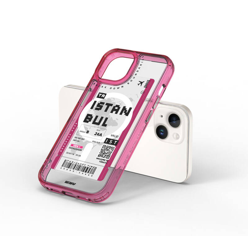 Apple iPhone 15 Kılıf Magsafe Şarj Özellikli Bilet Desenli Wiwu Turkey B Serisi Kapak - 6