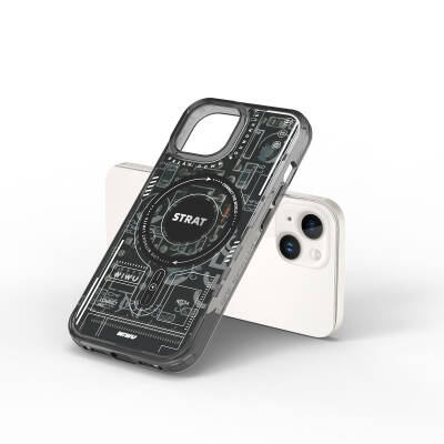 Apple iPhone 15 Kılıf Magsafe Şarj Özellikli Desenli Wiwu Mecha Circuit H Serisi Kapak - 5