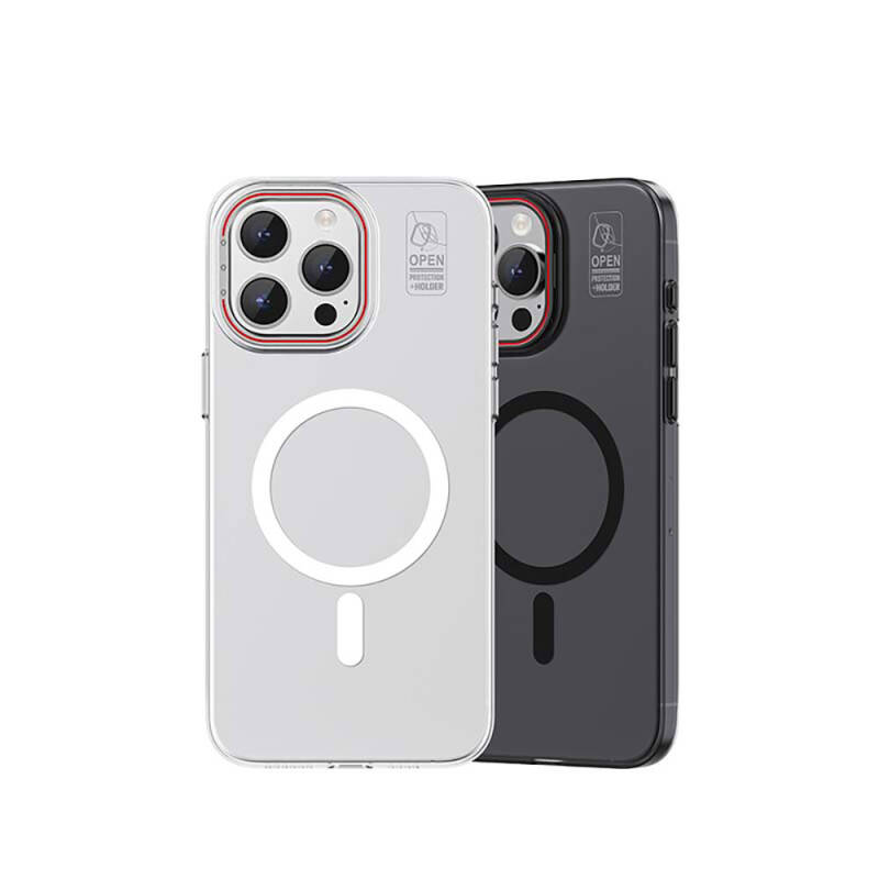 Apple iPhone 15 Kılıf Magsafe Şarj Özellikli Standlı Metal Kamera Çerçeveli Mat Recci Glaze Serisi Kapak - 3