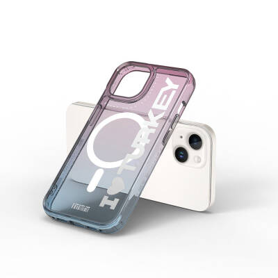Apple iPhone 15 Kılıf Magsafe Şarj Özellikli Transparan Renk Geçişli Wiwu Turkey C Serisi Kapak - 9