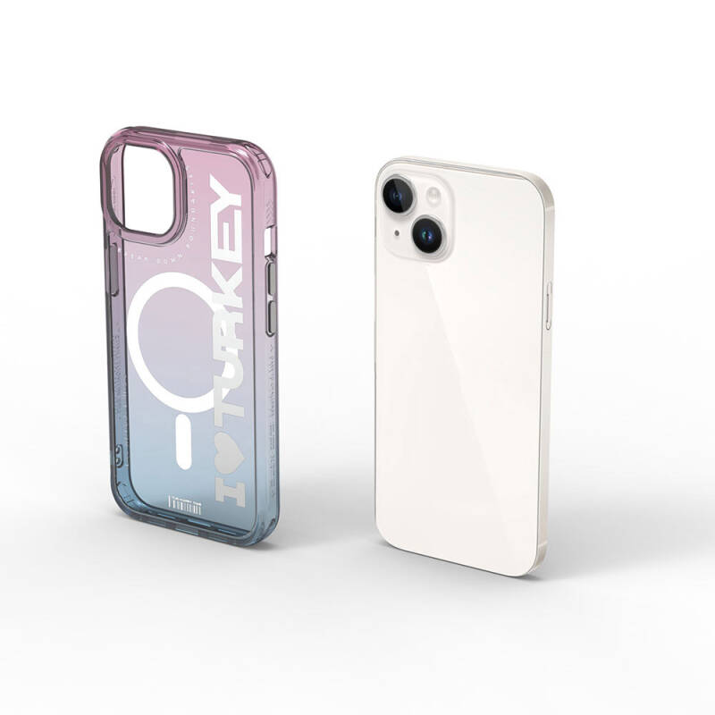 Apple iPhone 15 Kılıf Magsafe Şarj Özellikli Transparan Renk Geçişli Wiwu Turkey C Serisi Kapak - 10