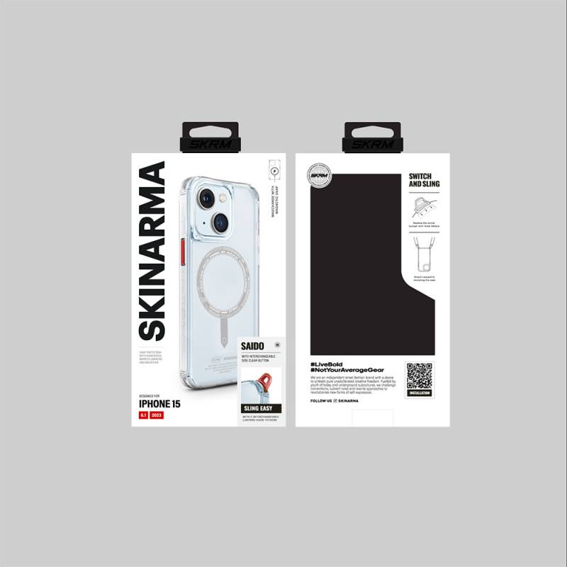 Apple iPhone 15 Kılıf SkinArma Şeffaf Airbag Tasarımlı Magsafe Şarj Özellikli Saido Kapak - 13
