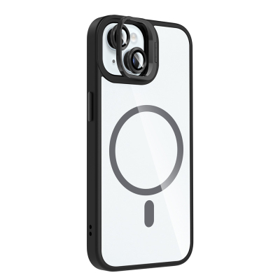 Apple iPhone 15 Kılıf Standlı ve Kamera Lens Hediyeli M-Safe Şarj Özellikli Zore Etro Kapak - 10