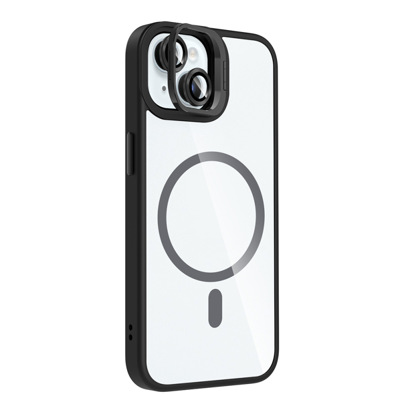 Apple iPhone 15 Kılıf Standlı ve Kamera Lens Hediyeli M-Safe Şarj Özellikli Zore Etro Kapak - 10