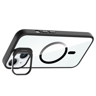Apple iPhone 15 Kılıf Standlı ve Kamera Lens Hediyeli M-Safe Şarj Özellikli Zore Etro Kapak - 11