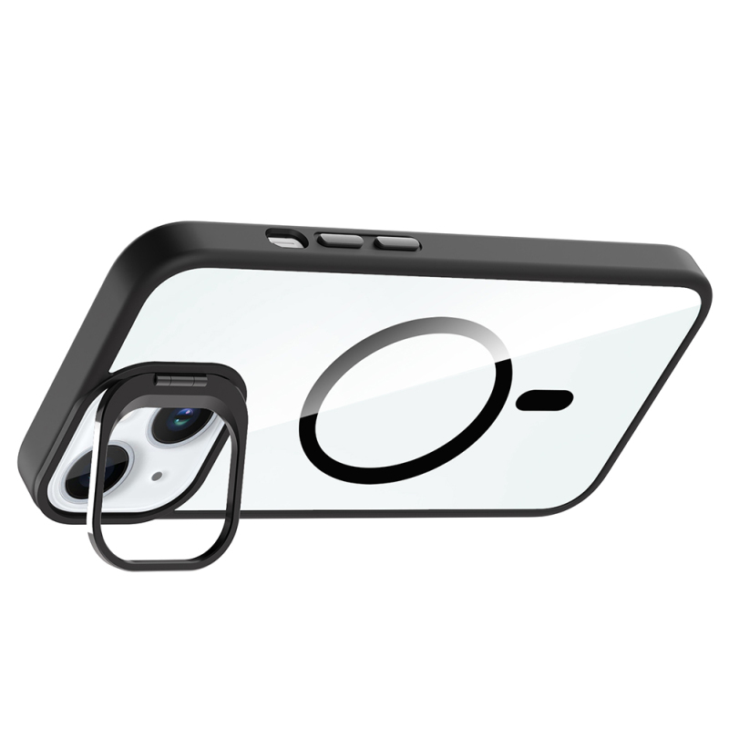 Apple iPhone 15 Kılıf Standlı ve Kamera Lens Hediyeli M-Safe Şarj Özellikli Zore Etro Kapak - 11