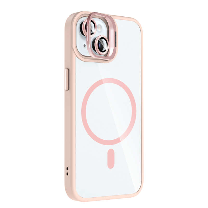 Apple iPhone 15 Kılıf Standlı ve Kamera Lens Hediyeli M-Safe Şarj Özellikli Zore Etro Kapak - 12