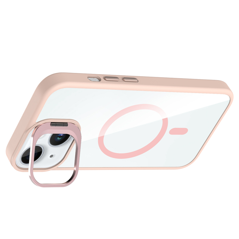 Apple iPhone 15 Kılıf Standlı ve Kamera Lens Hediyeli M-Safe Şarj Özellikli Zore Etro Kapak - 13