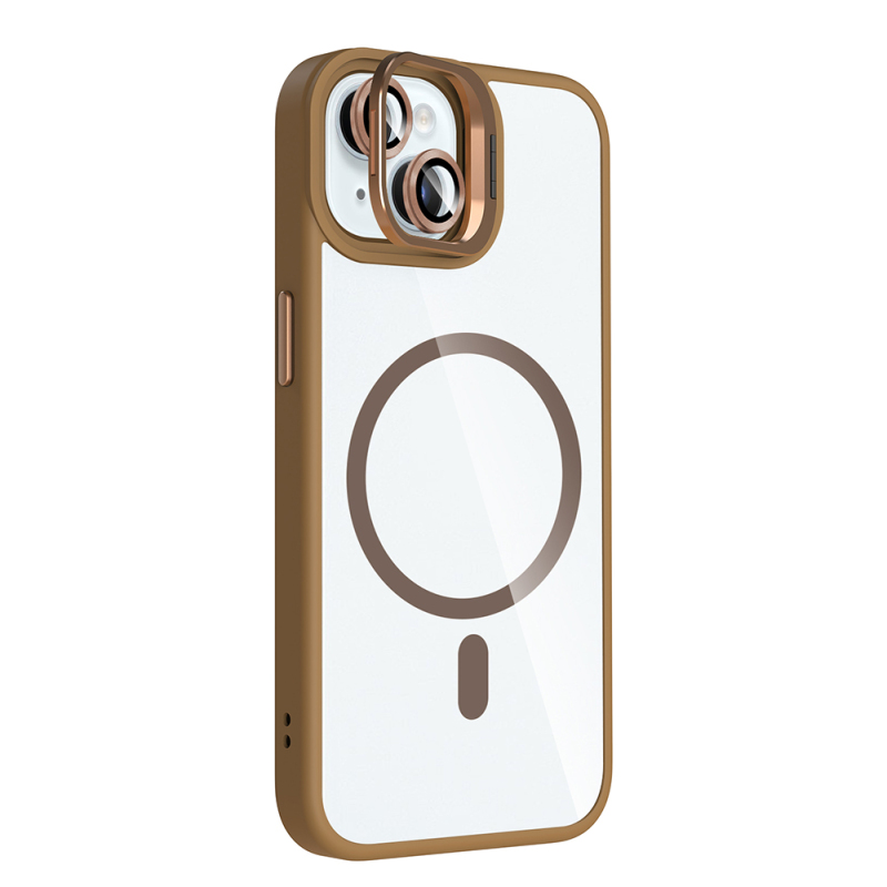 Apple iPhone 15 Kılıf Standlı ve Kamera Lens Hediyeli M-Safe Şarj Özellikli Zore Etro Kapak - 16