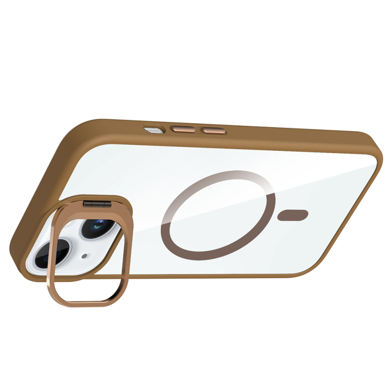 Apple iPhone 15 Kılıf Standlı ve Kamera Lens Hediyeli M-Safe Şarj Özellikli Zore Etro Kapak - 17