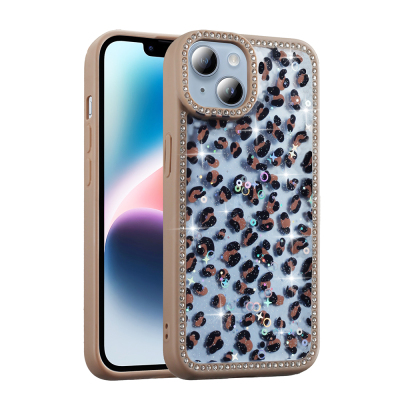 Apple iPhone 15 Kılıf Taşlı ve Simli Tasarım Zore Azra Kapak - 1