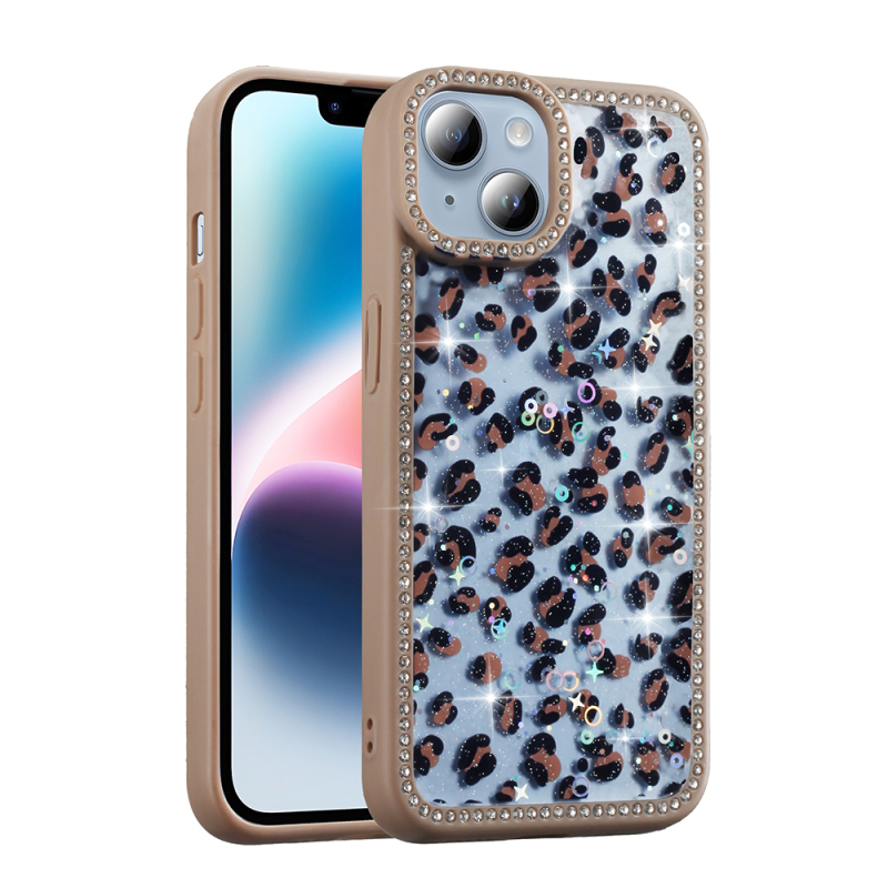 Apple iPhone 15 Kılıf Taşlı ve Simli Tasarım Zore Azra Kapak - 1