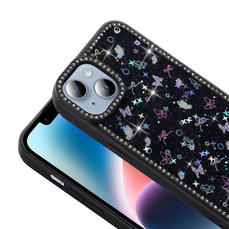 Apple iPhone 15 Kılıf Taşlı ve Simli Tasarım Zore Azra Kapak - 9