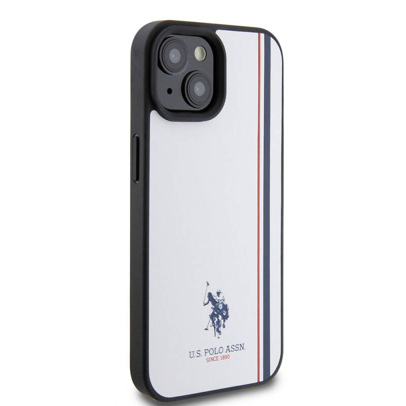 Apple iPhone 15 Kılıf U.S. Polo Assn. Orjinal Lisanslı Üç Renk Şerit Tasarımlı Baskı Logolu Kapak - 5