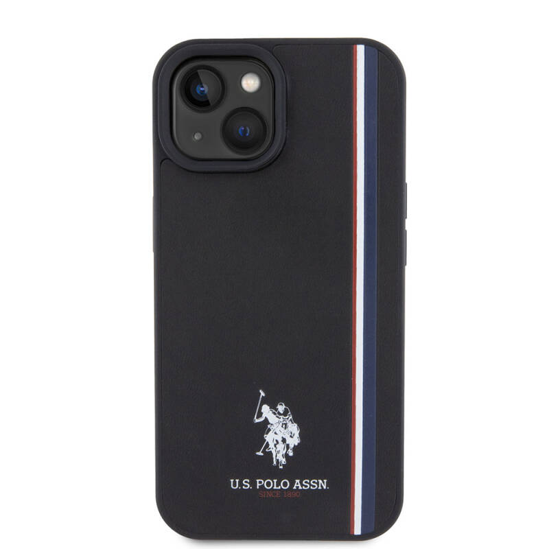 Apple iPhone 15 Kılıf U.S. Polo Assn. Orjinal Lisanslı Üç Renk Şerit Tasarımlı Baskı Logolu Kapak - 12