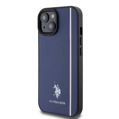 Apple iPhone 15 Kılıf U.S. Polo Assn. Orjinal Lisanslı Üç Renk Şerit Tasarımlı Baskı Logolu Kapak - 19