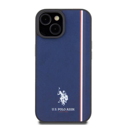 Apple iPhone 15 Kılıf U.S. Polo Assn. Orjinal Lisanslı Üç Renk Şerit Tasarımlı Baskı Logolu Kapak - 20