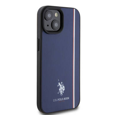 Apple iPhone 15 Kılıf U.S. Polo Assn. Orjinal Lisanslı Üç Renk Şerit Tasarımlı Baskı Logolu Kapak - 21
