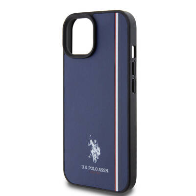 Apple iPhone 15 Kılıf U.S. Polo Assn. Orjinal Lisanslı Üç Renk Şerit Tasarımlı Baskı Logolu Kapak - 23