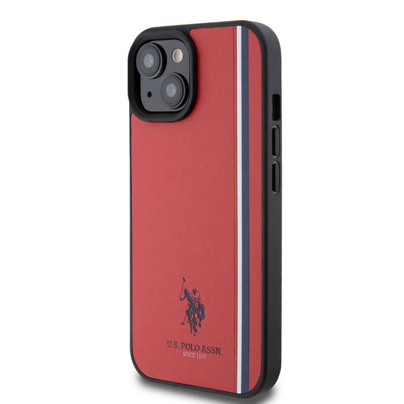 Apple iPhone 15 Kılıf U.S. Polo Assn. Orjinal Lisanslı Üç Renk Şerit Tasarımlı Baskı Logolu Kapak - 27