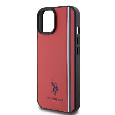 Apple iPhone 15 Kılıf U.S. Polo Assn. Orjinal Lisanslı Üç Renk Şerit Tasarımlı Baskı Logolu Kapak - 31