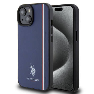 Apple iPhone 15 Kılıf U.S. Polo Assn. Orjinal Lisanslı Üç Renk Şerit Tasarımlı Baskı Logolu Kapak - 18