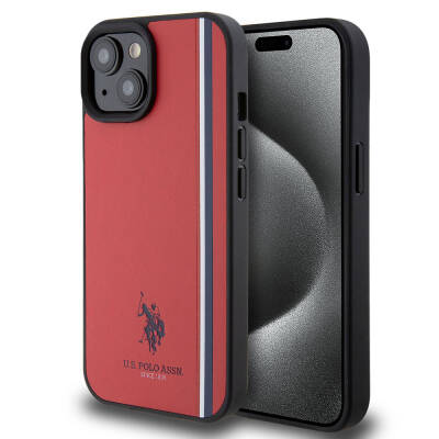 Apple iPhone 15 Kılıf U.S. Polo Assn. Orjinal Lisanslı Üç Renk Şerit Tasarımlı Baskı Logolu Kapak - 26