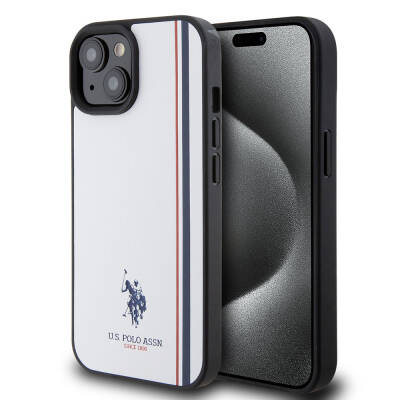 Apple iPhone 15 Kılıf U.S. Polo Assn. Orjinal Lisanslı Üç Renk Şerit Tasarımlı Baskı Logolu Kapak - 2