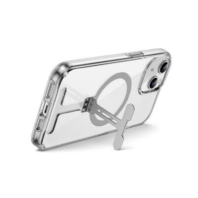 Apple iPhone 15 Kılıf Wiwu FYY-014 Magsafe Şarj Özellikli Alüminyum Alaşım Metal Standlı Şeffaf Kapak - 3