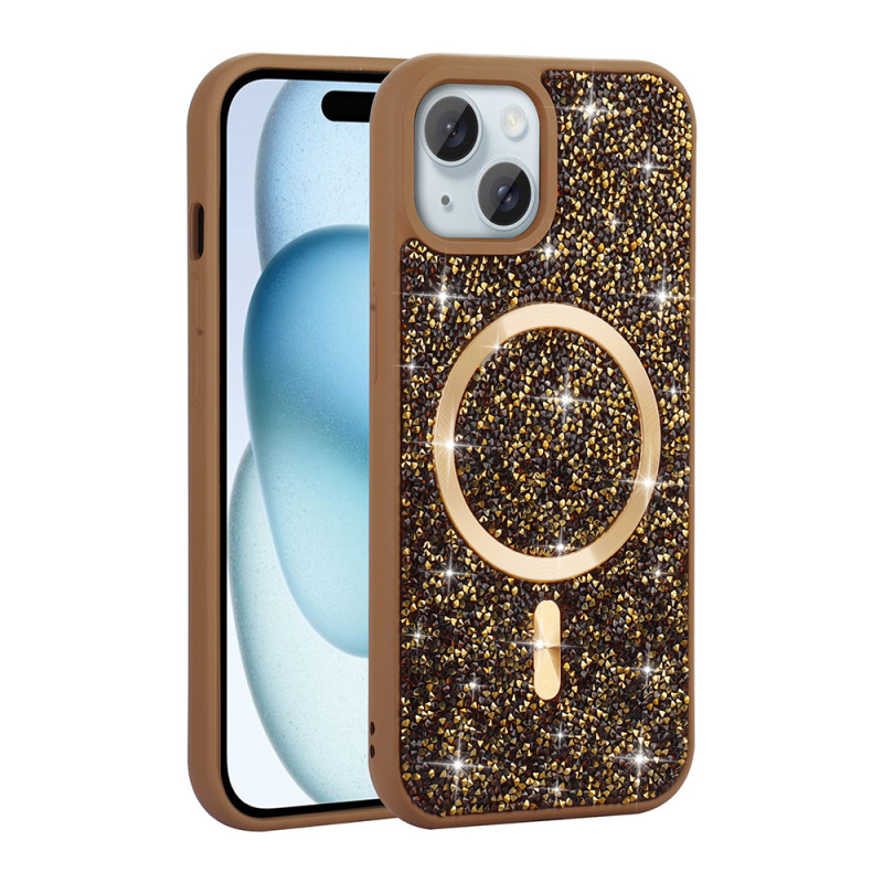 Apple iPhone 15 Plus Case Diamond Design Magsafe Charging Zore Mosaic Silicone Cover - 5