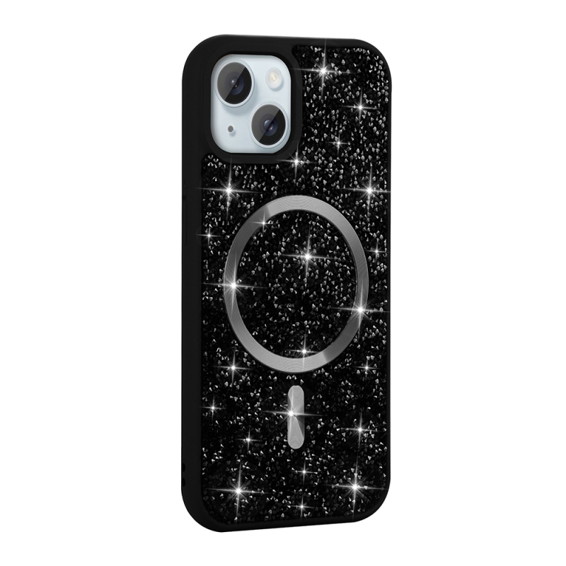 Apple iPhone 15 Plus Case Diamond Design Magsafe Charging Zore Mosaic Silicone Cover - 4