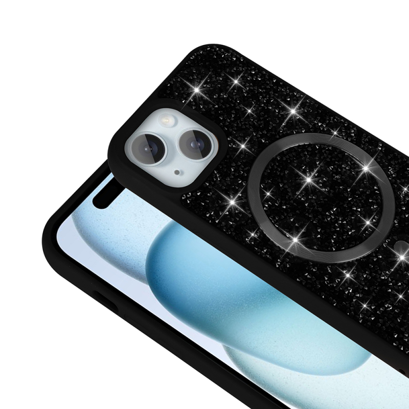 Apple iPhone 15 Plus Case Diamond Design Magsafe Charging Zore Mosaic Silicone Cover - 8