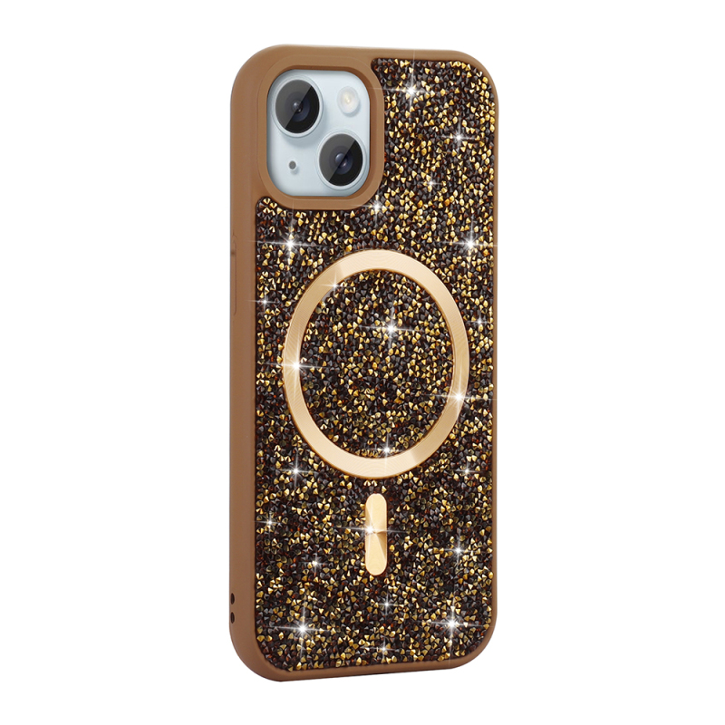 Apple iPhone 15 Plus Case Diamond Design Magsafe Charging Zore Mosaic Silicone Cover - 3