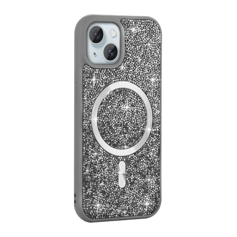 Apple iPhone 15 Plus Case Diamond Design Magsafe Charging Zore Mosaic Silicone Cover - 2