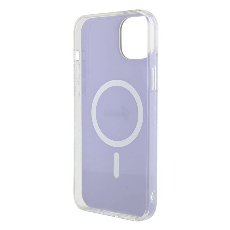 Apple iPhone 15 Plus Case Guess Original Licensed Magsafe Charging Feature Iridescent Cover with Text Logo - 22