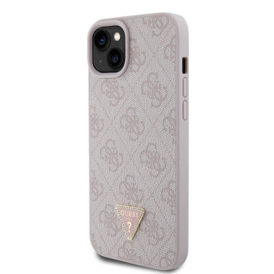 Apple iPhone 15 Plus Case Guess Original Licensed PU Leather Stoned Triangle Logo 4G Patterned Cover - 2