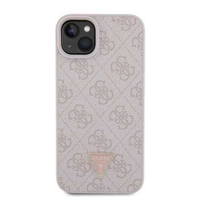 Apple iPhone 15 Plus Case Guess Original Licensed PU Leather Stoned Triangle Logo 4G Patterned Cover - 3