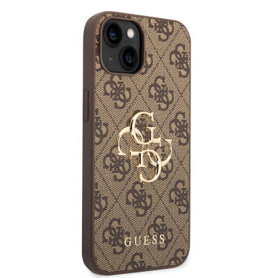 Apple iPhone 15 Plus Case Guess Original Licensed PU Leather Text and 4G Metal Logo Patterned Cover - 16