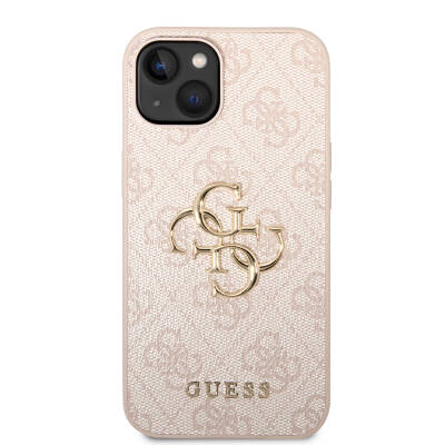 Apple iPhone 15 Plus Case Guess Original Licensed PU Leather Text and 4G Metal Logo Patterned Cover - 19