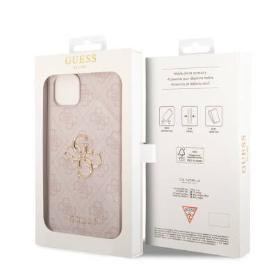 Apple iPhone 15 Plus Case Guess Original Licensed PU Leather Text and 4G Metal Logo Patterned Cover - 23